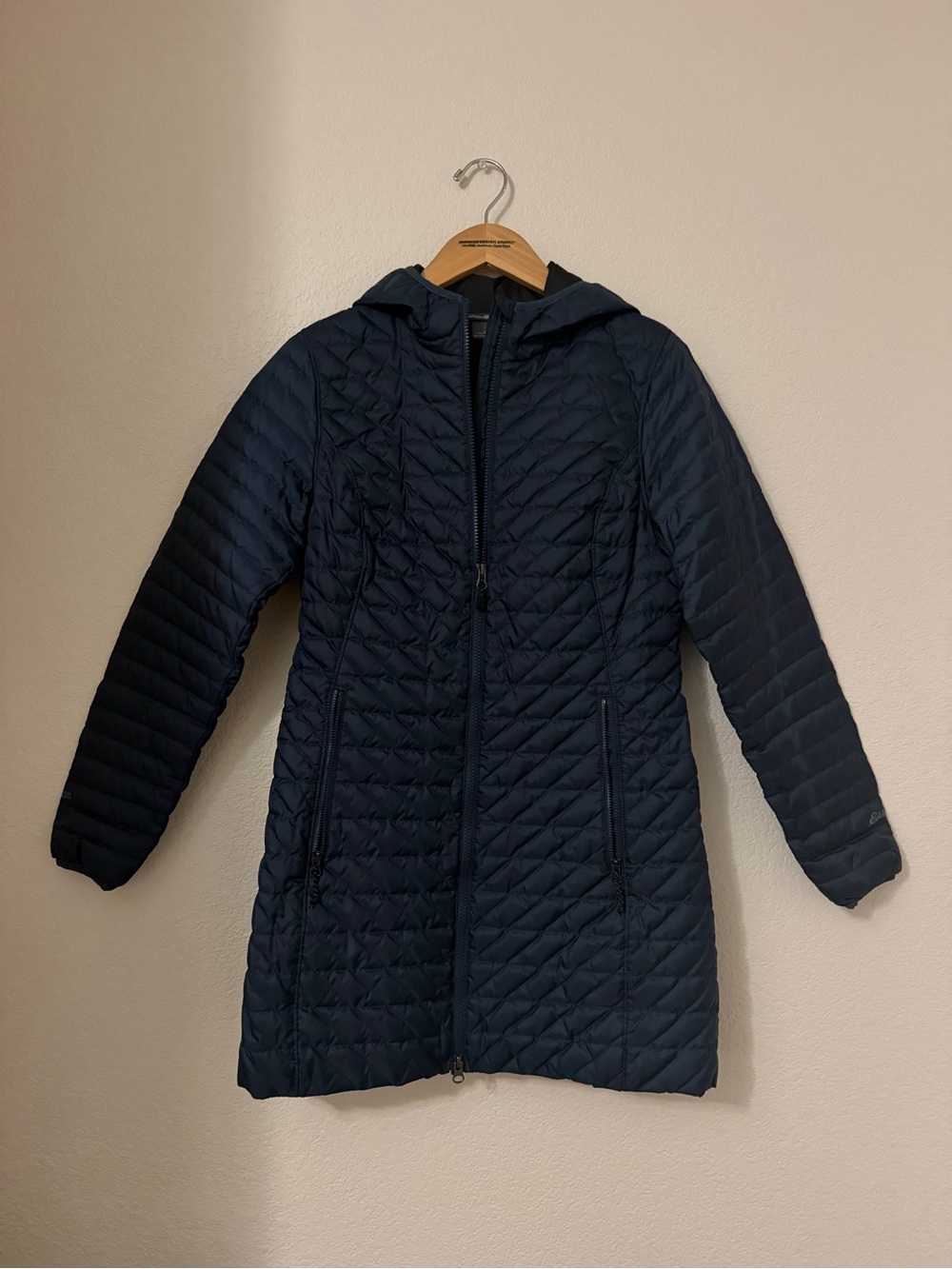 Eddie Bauer Quilted Hooded Long Puffer Coat - Navy